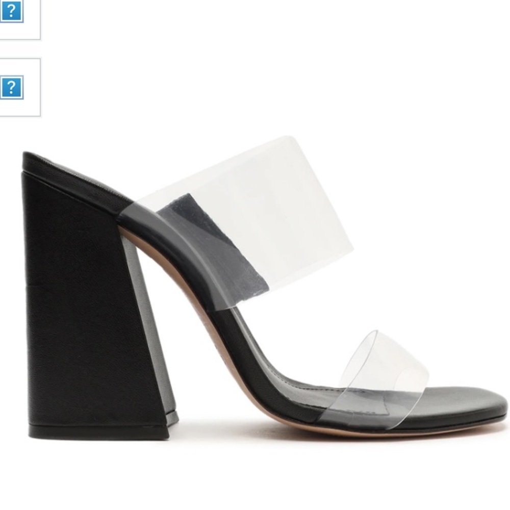 Altar’d state blocky heels with see through straps.